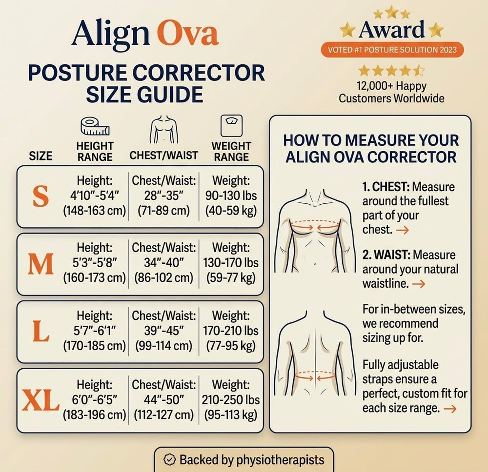 Alignova Posture Corrector — Adjustable Upper Back Brace for Men & Women